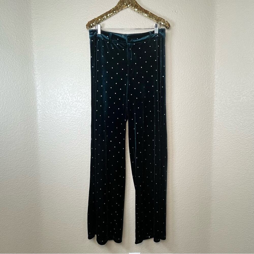 Cider • Diamond Detailed Velvet Wide Leg Trousers